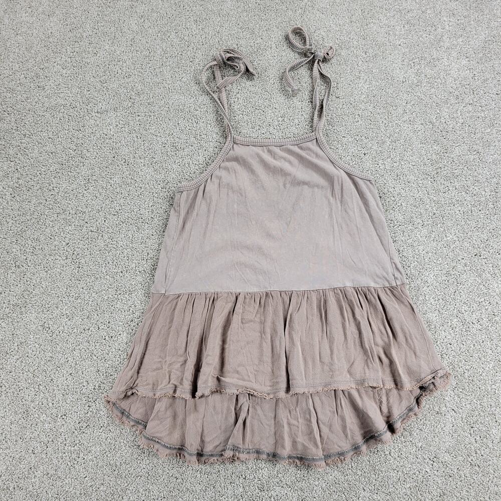 Altar'd State Flowy Tank Top Womens S Pink Stretch Ruffled Adjustable Tie Straps